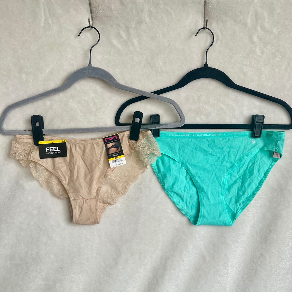 NWT Maidenform Victoria Secret Panties Lot 2 Pack Medium M 6 Tanga Bikini Lace